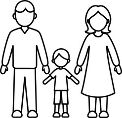 small family line art vector 
