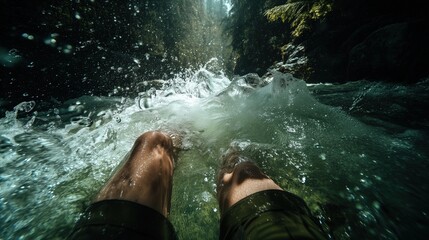 Refreshing Dip in Mountain Stream