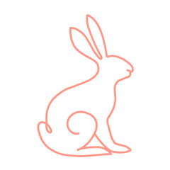 Set of Easter bunnies in simple one line vector style.