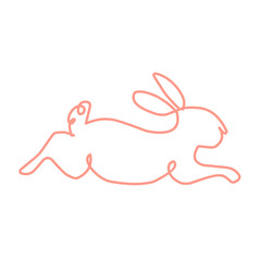 Set of Easter bunnies in simple one line vector style.