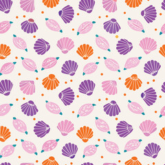 Seamless Pastel Seashell Coastal Pattern