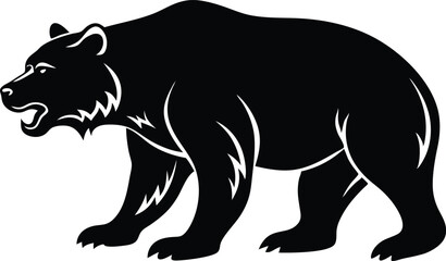 bear silhouette vector icon, vector illustration of a black bear, vector illustration of a bear, black bear vector illustration on white background.