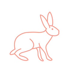 Set of Easter bunnies in simple one line vector style.