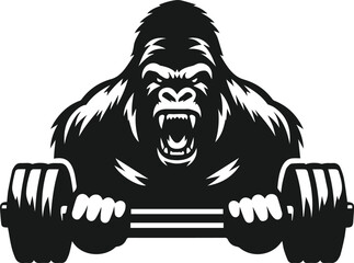Gorilla lifting weight silhouette