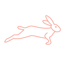 Set of Easter bunnies in simple one line vector style.