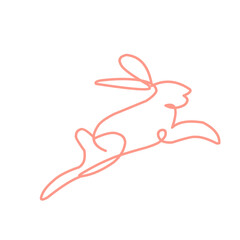 Set of Easter bunnies in simple one line vector style.