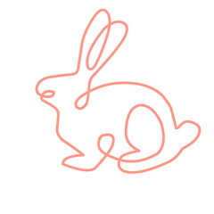 Set of Easter bunnies in simple one line vector style.