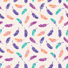 Seamless Pastel Feather White Pattern