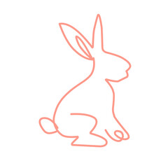 Set of Easter bunnies in simple one line vector style.