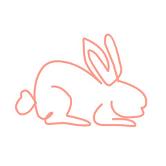 Set of Easter bunnies in simple one line vector style.