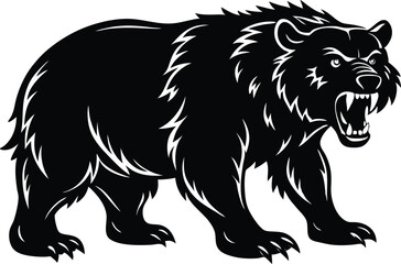 bear silhouette vector icon, vector illustration of a black bear, vector illustration of a bear, black bear vector illustration on white background.