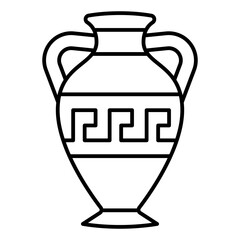 Ancient amphora thin line icon, exhibition concept. Vector graphics. Vintage jug with ornament sign on white background, linear style for mobile or design.