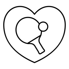 Tennis rackets and flight ball thin line icon, tennis concept. Vector graphics. Table tennis text sign on white background, linear style for mobile or design.