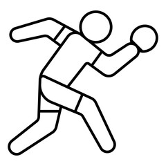 Player with racket deflect shot thin line icon, tennis game concept. Vector graphics. Running sportsman sign on white background, linear style for mobile or design.