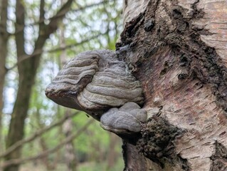 A Hoof Fungus or Tinder Fungus (Fomes fomentarius) on birch