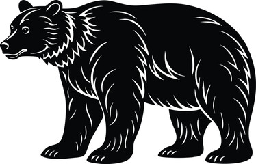 bear silhouette vector icon, vector illustration of a black bear, vector illustration of a bear, black bear vector illustration on white background.