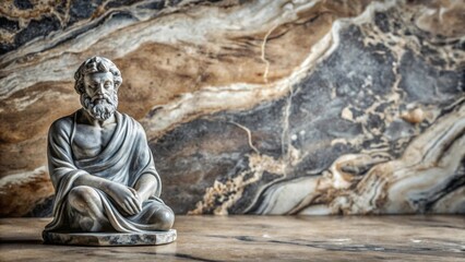 Serene Stone Figure in Contemplative Pose Against a Textured Background