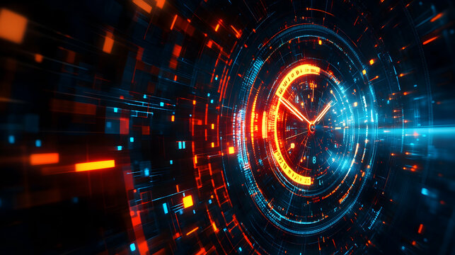 Abstract time concept illustrated through an artistic and modern clock display