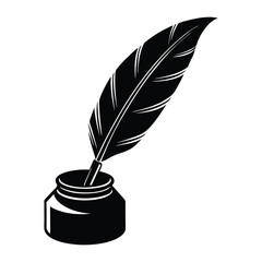 feather pen in a ink pot vector on white background
