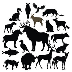 A diverse collection of animal silhouettes.
