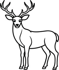 Black and white line art deer vector illustration