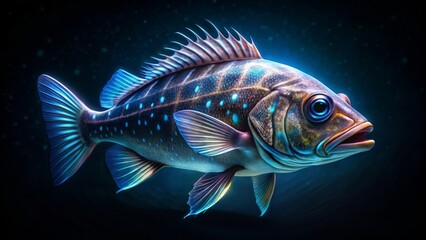 Fototapeta premium Spectacular Deep-Sea Fish with Iridescent Fins and Scales, a Vivid Underwater Portrait