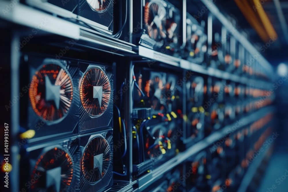 Poster high-performance computer hardware for cryptocurrency mining in a data center facility