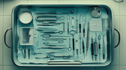 A collection of surgical tools neatly organized in a tray