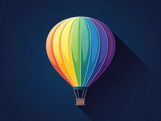 Fototapeta premium Rainbow Hot Air Balloon Illustration with Dark Background