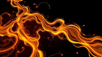 Abstract fiery, flowing liquid swirls against a dark background.  Intricate patterns of dynamic streams of orange-gold liquid