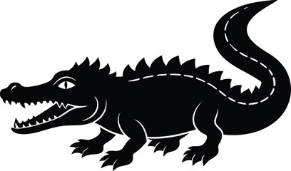 crocodile or alligator symbol icon, angry crocodile or alligator silhouette ico, crocodile vector illustration, crocodile in front of white background.