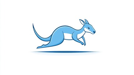 Fototapeta premium Cartoon Kangaroo Jumping White Background