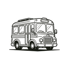 Cartoon Style Bus Silhouette Vector Illustration