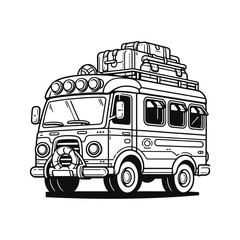 Cartoon Style Bus Silhouette Vector Illustration