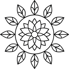 Line art mandala flower 