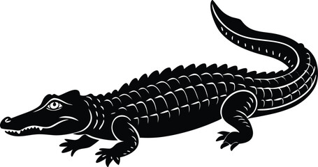 crocodile or alligator symbol icon, angry crocodile or alligator silhouette ico, crocodile vector illustration, crocodile in front of white background.