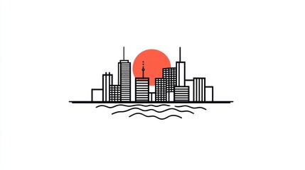 Obraz premium Cityscape Sunset Skyline View