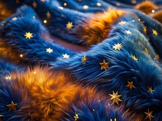 Fototapeta premium Orion's Belt Star Map Fur Fabric Texture - Cozy Winter Pattern
