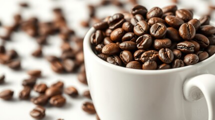 Roasted coffee beans in a white cup (2)