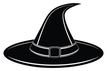 Wizard spooky hats set. Halloween witch hats, Halloween party costume elements flat vector illustrations set.