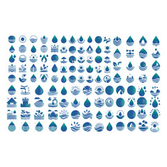 Drop ripple water icon vector set on a white background