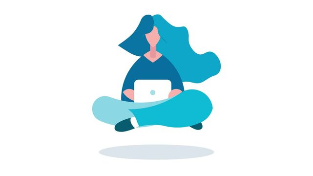 video, 4k,  figura, ragazza che lavora al computer, meditazione, yoga, concentrazione