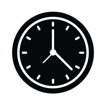 Analog Clock Icon Round Wall Clock Showing Three O Clock