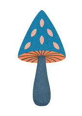 Stylized Mushroom Illustration with Leaf Pattern – Transparent PNG