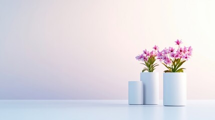 Fototapeta premium Soft Pink Orchids in White Pots