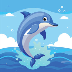 A playful dolphin leaps from the ocean's surface