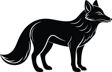 vector illustration of happy cute fox head, fox wearing sunglass silhouette vector illustration, fox walking symbol icon, heroism wearing sunglass funny fox head vector icon on white background.