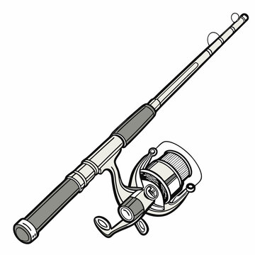 recommend clip art: Detailed Fishing Rod Illustration With Reel For Fishing Related Designs