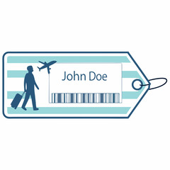 Luggage Tag Featuring Traveler Plane And Barcode For Identification