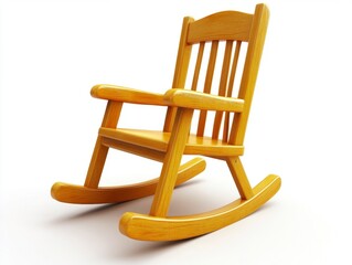 Golden rocking chair on white background, simple design, isolated, studio shot.